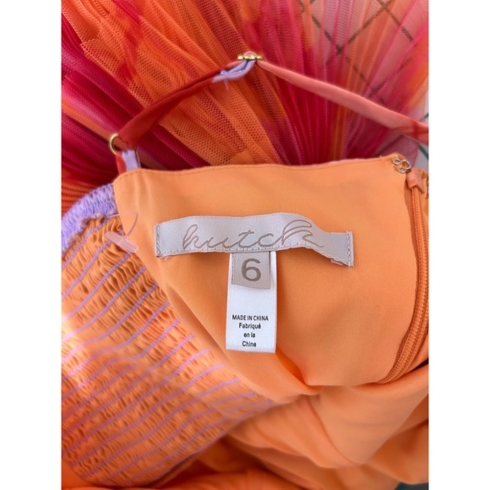 Anthropologie Hutch 6 Tier Tulle Mini Dress Orange Floral Bow Party Cocktail - Picture 3 of 12